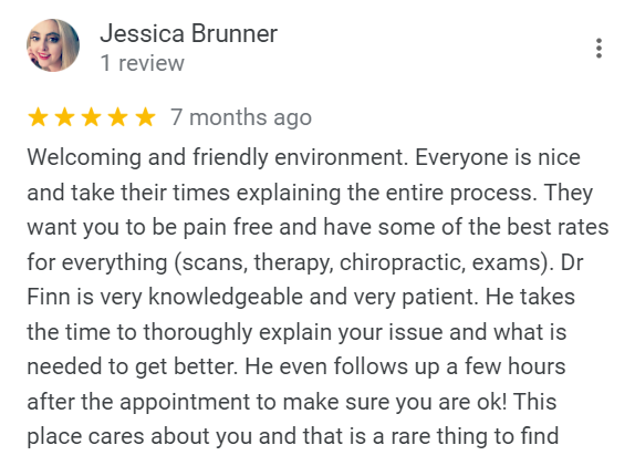 Finn chiropractic Reviews on Google by Jessica Brunner