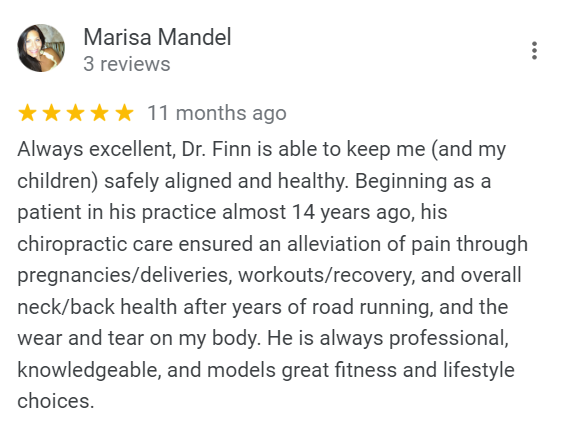 Finn chiropractic Reviews on Google by Marisa Mandel